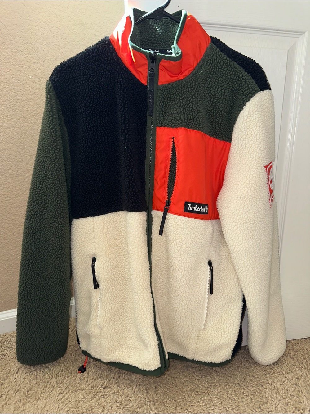 EUC Timberland Black, Orange, Cream, Army Green Jacket (M)
